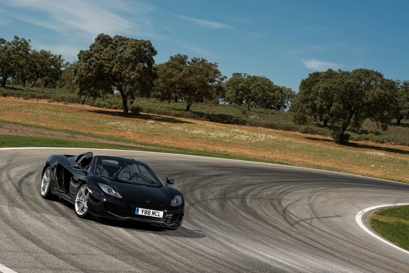 Black sports car on a racetrack