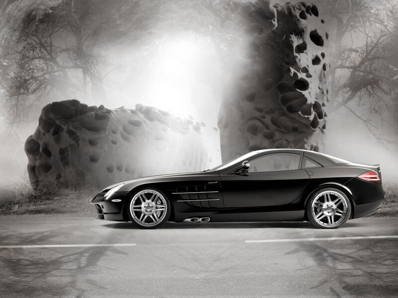 Black sports car on a road