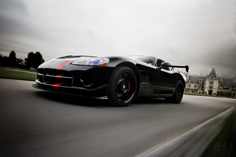 Black sports car on a track