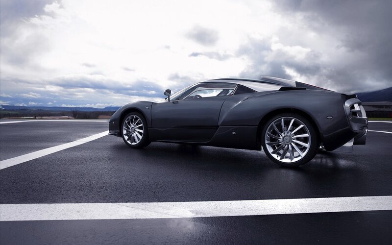 Black sports car on a track