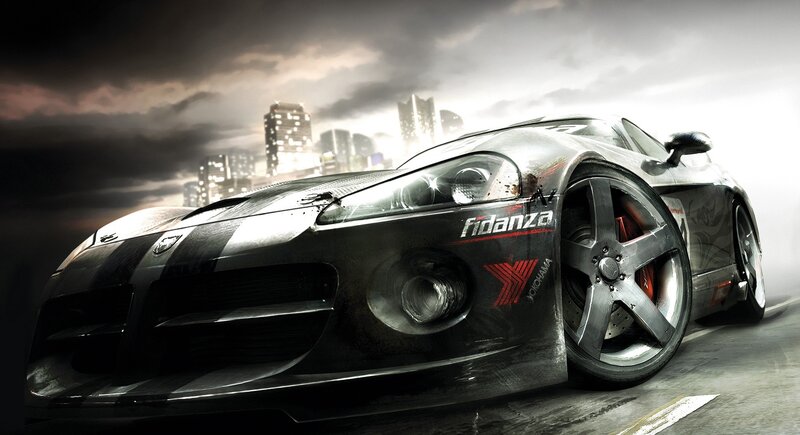 black sports car on city street