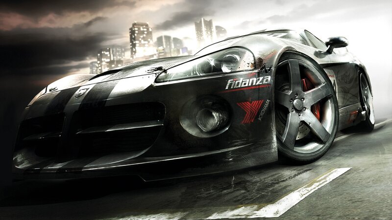 black sports car on city street