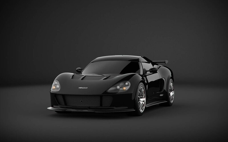 black sports car on dark background