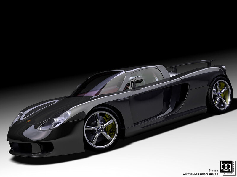 black sports car on dark background