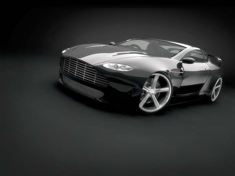 black sports car on dark background
