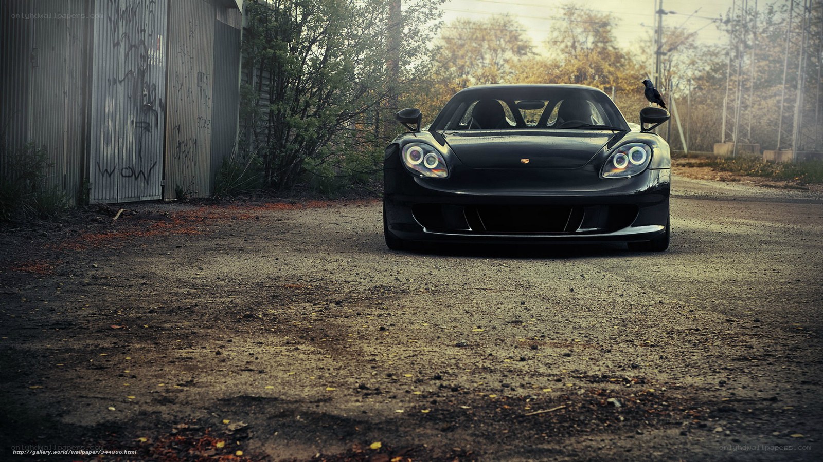 Black sports car on dirt road