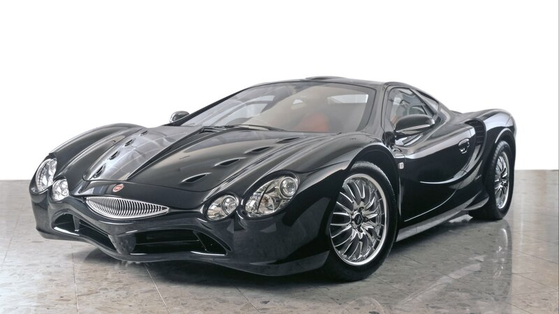 black sports car on display