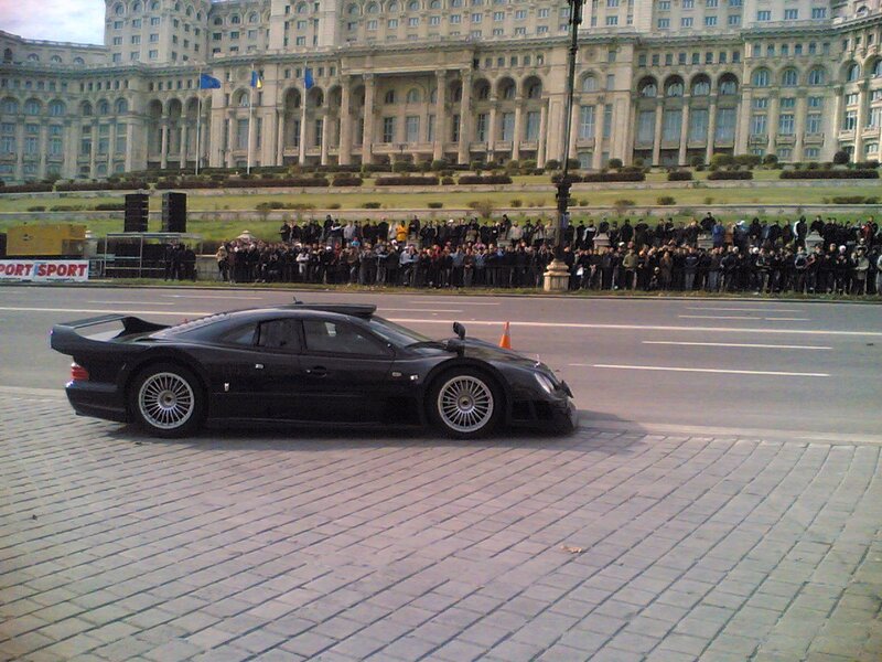 Black sports car on display