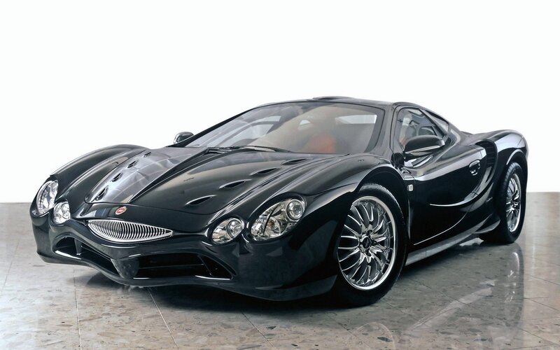 black sports car on display
