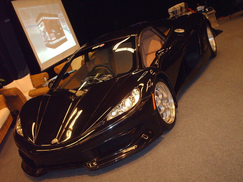 black sports car on display