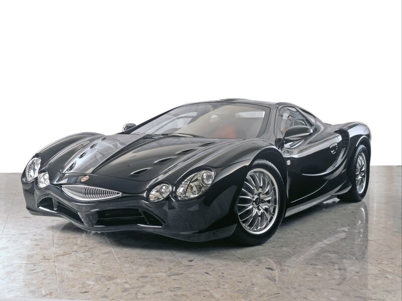 black sports car on display