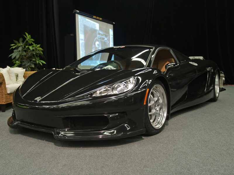 black sports car on display