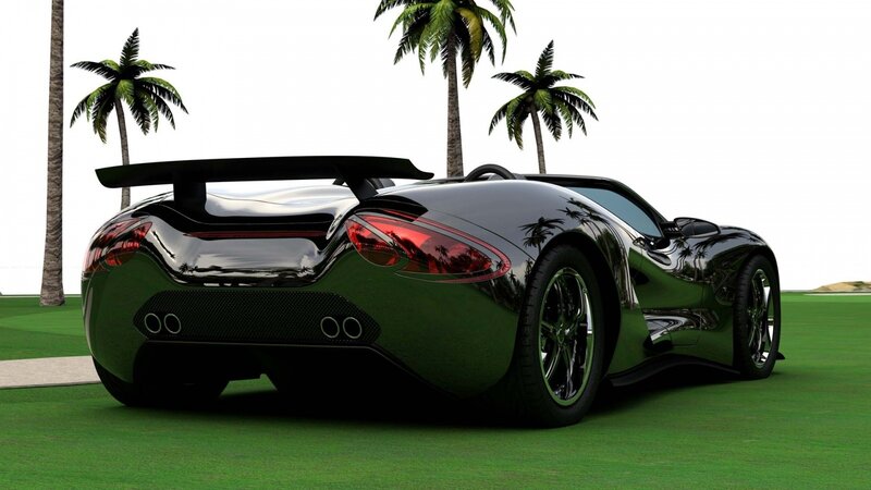 black sports car on grass