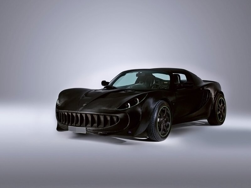Black sports car on gray background