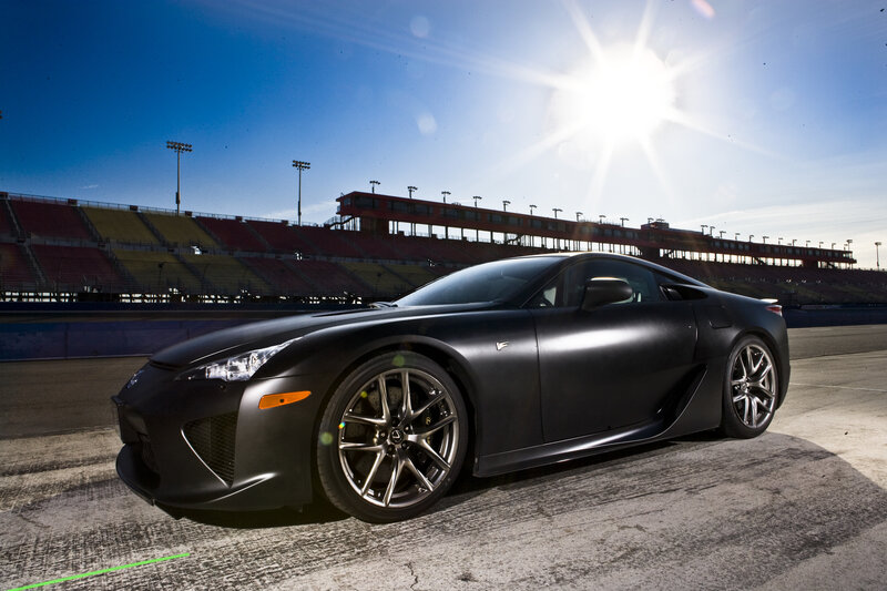 Black sports car on racetrack