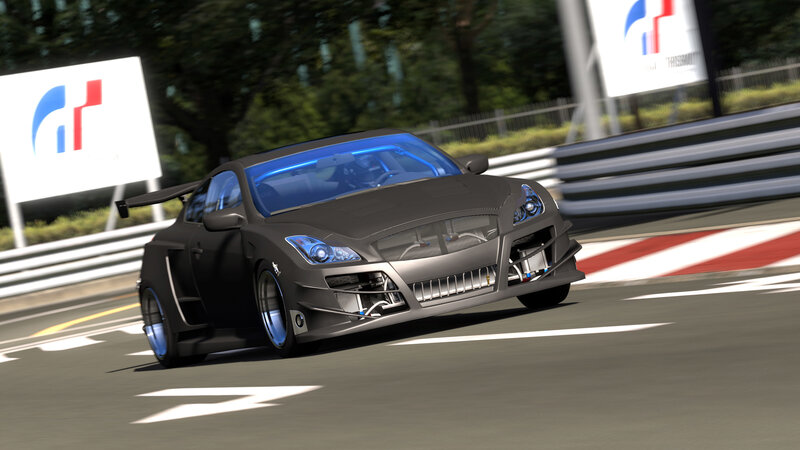 black sports car on racetrack