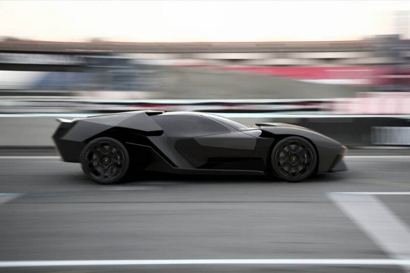 Black sports car on racetrack