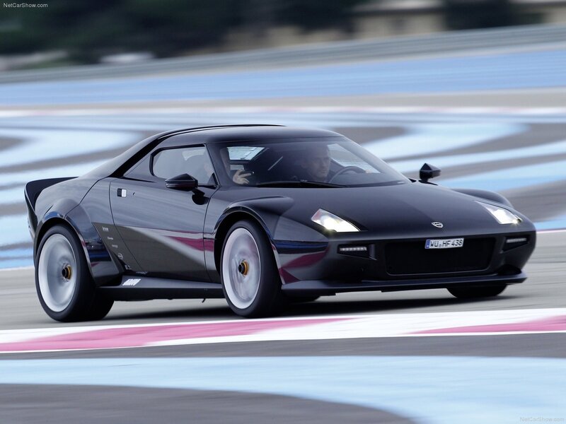 black sports car on racetrack