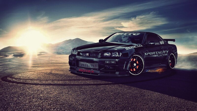 black sports car on racetrack