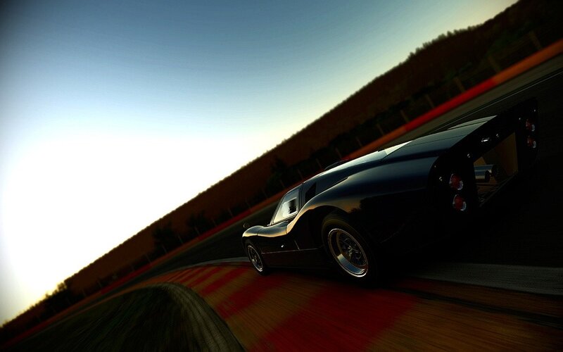 Black sports car on racetrack