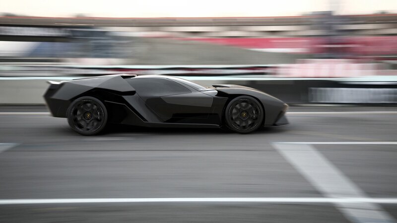 Black sports car on racetrack