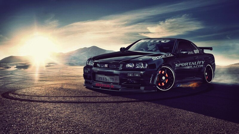 black sports car on racetrack