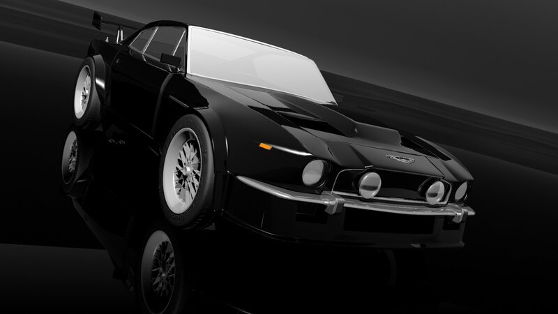black sports car on reflective surface