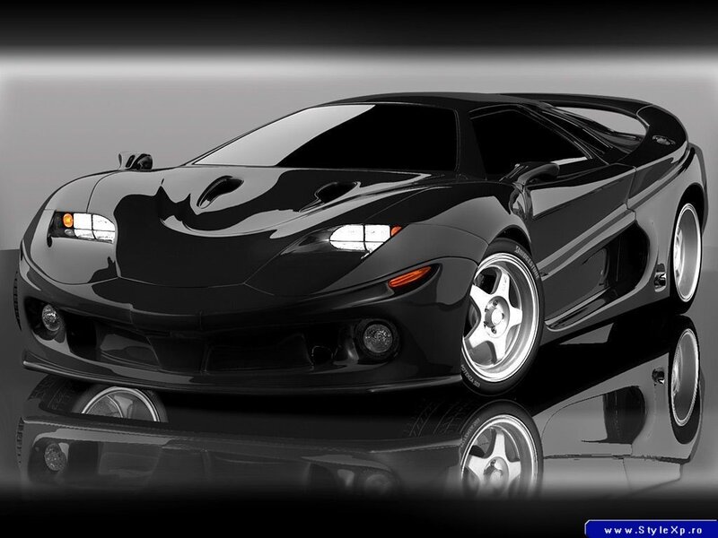 black sports car on reflective surface