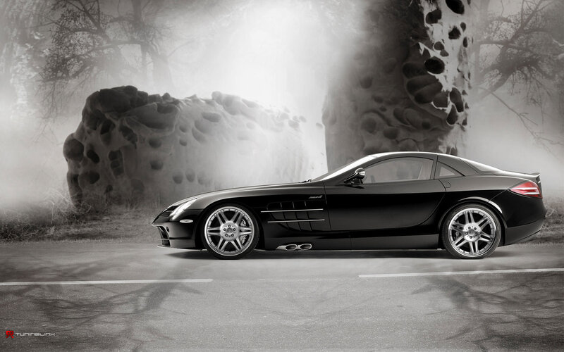 Black sports car on road