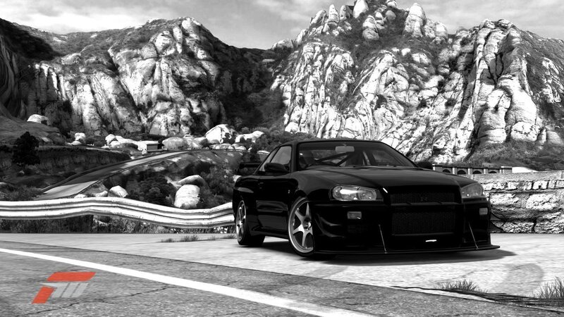 Black Sports Car on Road — Dramatic, 3d Render