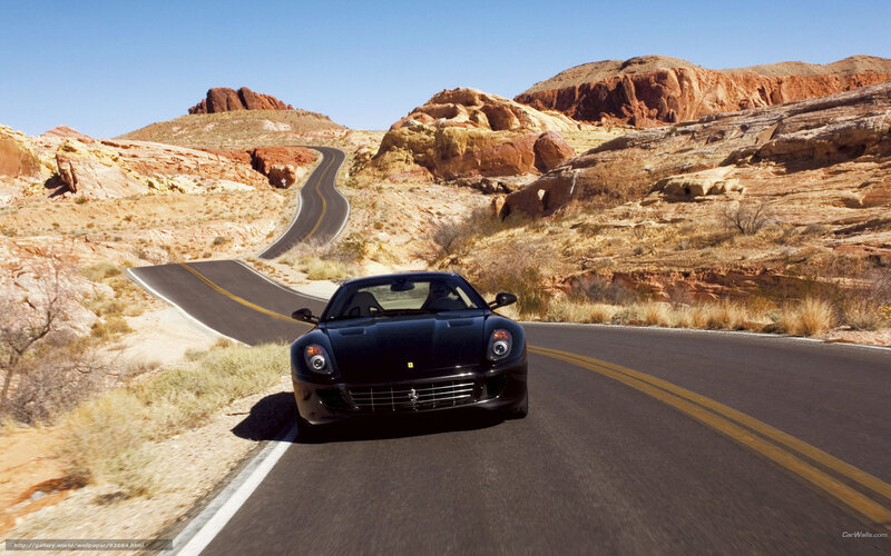 Black Sports Car on Road — Dramatic, Afternoon, Photograph, Desert, Rock Formations