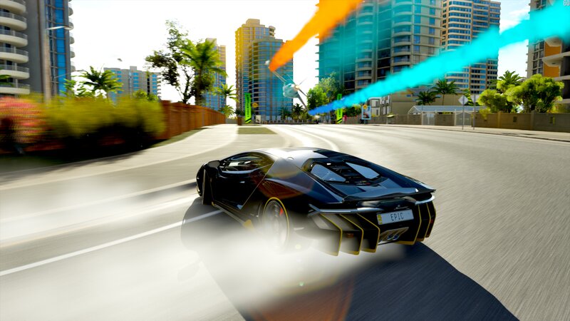 Black Sports Car on Road — Dynamic, Afternoon, 3d Render, City Buildings