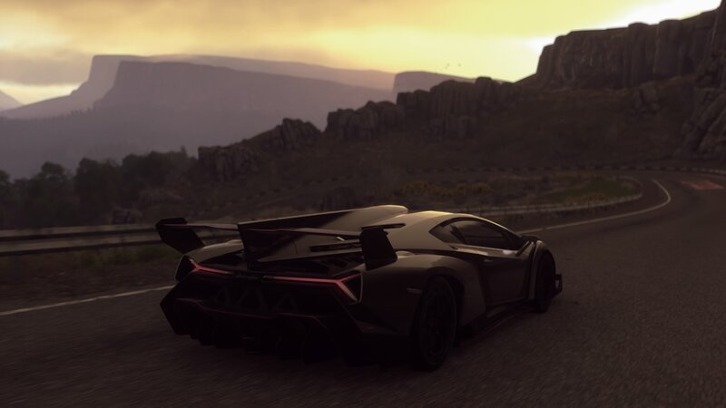 Black Sports Car on Road — Gray, Dramatic, Sunset, 3d Render
