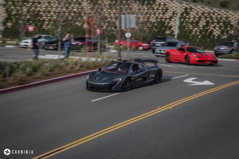 Black Sports Car on Road — Gray, Dynamic, Afternoon, Photograph, Red Sports Car
