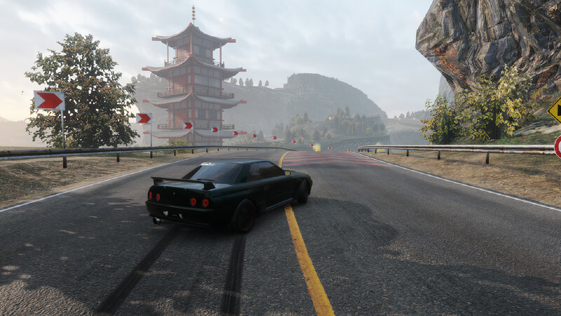 Black Sports Car on Road — Gray, Serene, Morning