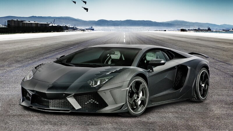 Black Sports Car on Runway — Dramatic