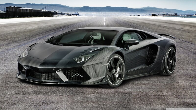 Black Sports Car on Runway — Gray, Dramatic, Afternoon