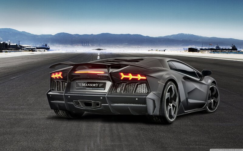 Black Sports Car on Runway — Gray