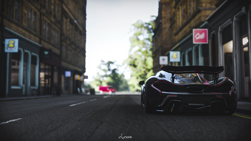 Black Sports Car on Street — Calm, Afternoon