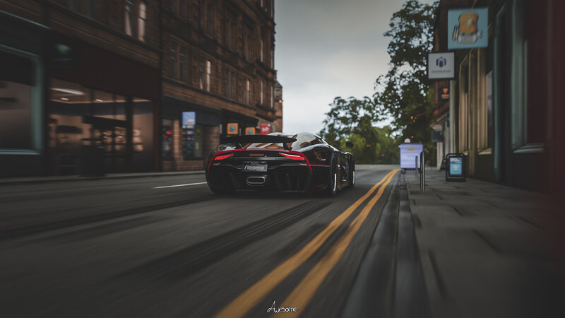 Black Sports Car on Street — Dramatic, Afternoon, Digital Art