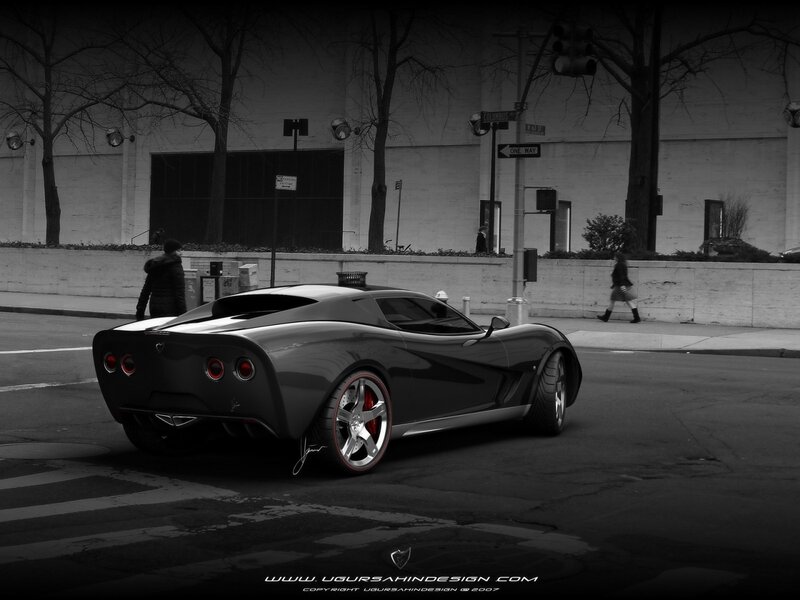 Black Sports Car on Street — Dramatic, Winter, Photograph
