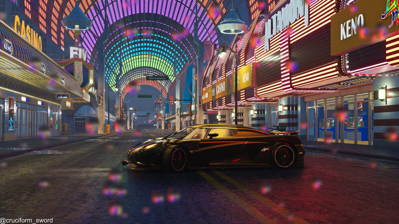 Black Sports Car on Street — Nocturnal