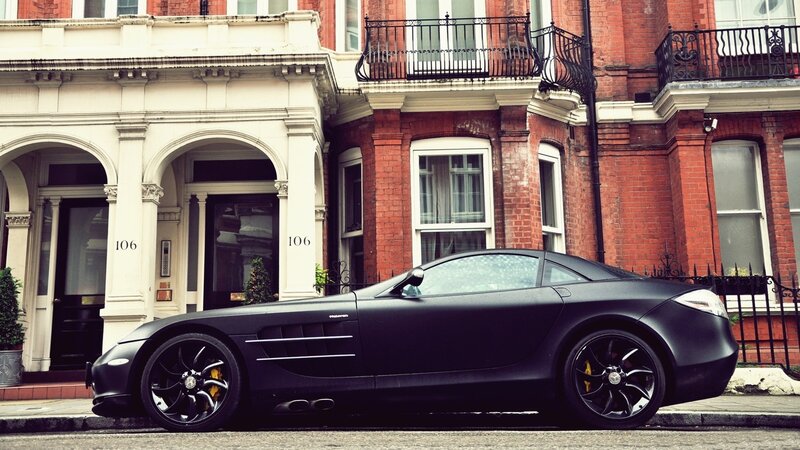 Black Sports Car on Street — Urban
