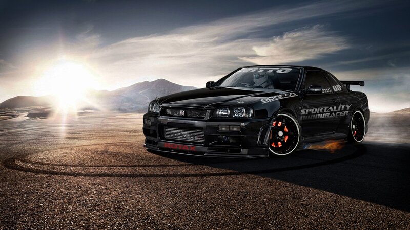 black sports car on track