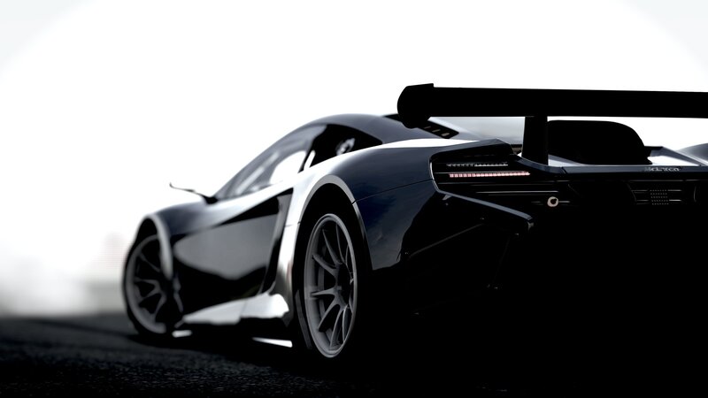 black sports car on track