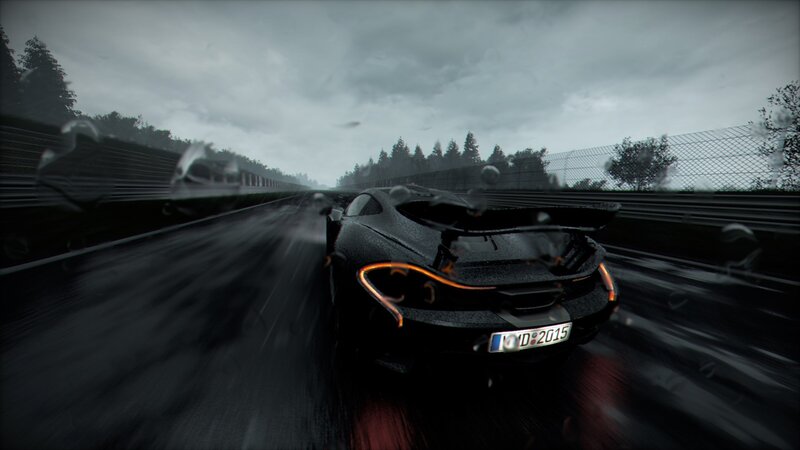 Black Sports Car on Track — Dark, Rainy