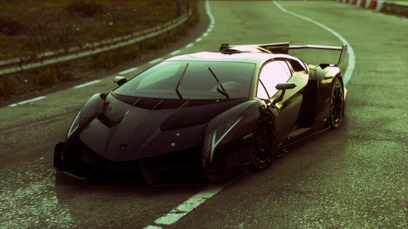 Black Sports Car on Track — Dramatic, 3d Render