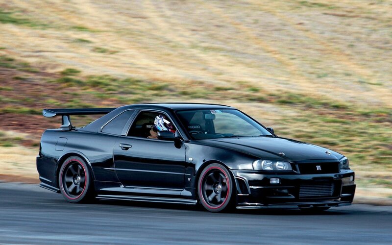 Black Sports Car on Track — Dynamic, Afternoon, Photograph, Driver, Wings