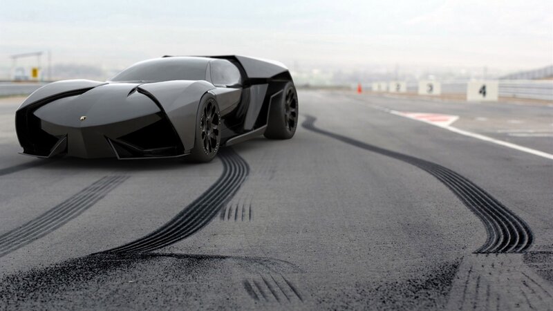 Black Sports Car on Track — Gray, Dynamic, 3d Render