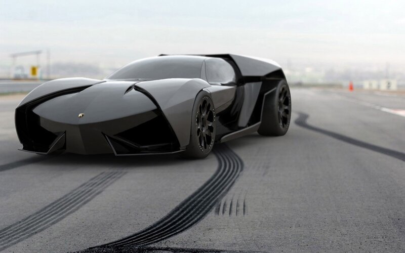 Black Sports Car on Track — Gray, Dynamic, Afternoon